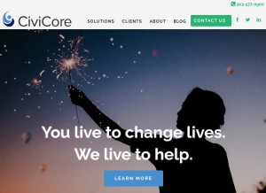 How civicore.com looks like on a tablet such as an iPad.