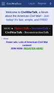 How civilwartalk.com looks like on a mobile device such as an iPhone.