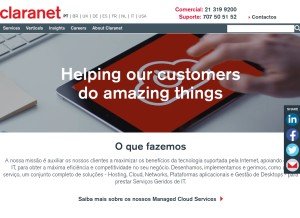 How claranet.pt looks like on a tablet such as an iPad.