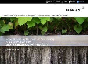How clariant.com looks like on a tablet such as an iPad.