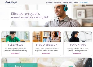 How clarityenglish.com looks like on a tablet such as an iPad.