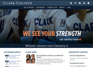 How clark.edu looks like on a tablet such as an iPad.