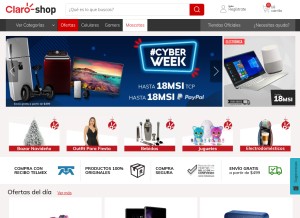 How claroshop.com looks like on a tablet such as an iPad.