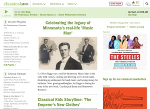 How classicalmpr.org looks like on a tablet such as an iPad.