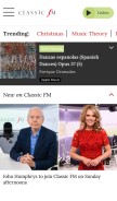 How classicfm.com looks like on a mobile device such as an iPhone.