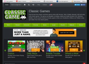 How classicgame.com looks like on a tablet such as an iPad.