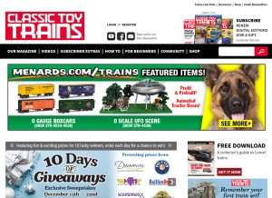 How classictoytrains.com looks like on a tablet such as an iPad.