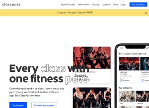 How classpass.com looks like on a tablet such as an iPad.