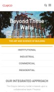 How claycorp.com looks like on a mobile device such as an iPhone.