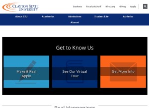 How clayton.edu looks like on a tablet such as an iPad.