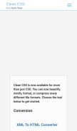 How cleancss.com looks like on a mobile device such as an iPhone.