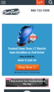 How cleanfreak.com looks like on a mobile device such as an iPhone.