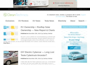 How cleantechnica.com looks like on a tablet such as an iPad.