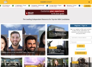 How clearadmit.com looks like on a tablet such as an iPad.