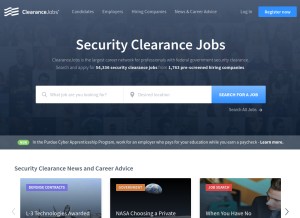 How clearancejobs.com looks like on a tablet such as an iPad.