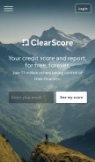 How clearscore.com looks like on a mobile device such as an iPhone.