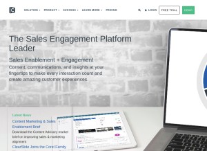 How clearslide.com looks like on a tablet such as an iPad.