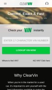 How clearvin.com looks like on a mobile device such as an iPhone.