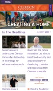 How clemson.edu looks like on a mobile device such as an iPhone.