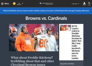 How cleveland.com looks like on a tablet such as an iPad.