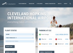 How clevelandairport.com looks like on a tablet such as an iPad.