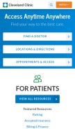 How clevelandclinic.org looks like on a mobile device such as an iPhone.