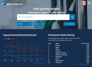 How clever-tanken.de looks like on a tablet such as an iPad.