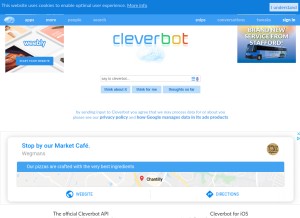 How cleverbot.com looks like on a tablet such as an iPad.