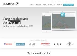 How cleverpush.com looks like on a tablet such as an iPad.
