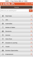How click.in looks like on a mobile device such as an iPhone.