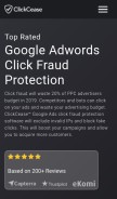 How clickcease.com looks like on a mobile device such as an iPhone.