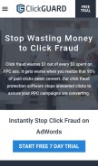 How clickguard.com looks like on a mobile device such as an iPhone.