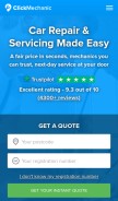 How clickmechanic.com looks like on a mobile device such as an iPhone.