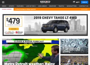 How clickondetroit.com looks like on a tablet such as an iPad.
