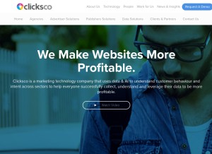 How clicksco.com looks like on a tablet such as an iPad.