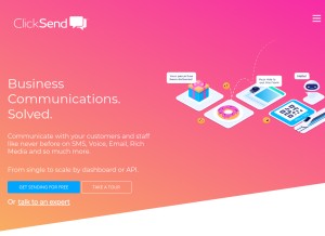 How clicksend.com looks like on a tablet such as an iPad.