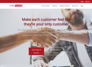 How clienttether.com looks like on a tablet such as an iPad.