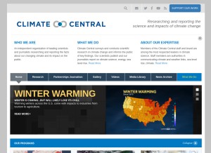 How climatecentral.org looks like on a tablet such as an iPad.