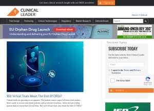 How clinicalleader.com looks like on a tablet such as an iPad.
