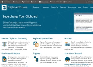 How clipboardfusion.com looks like on a tablet such as an iPad.