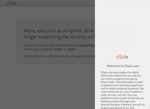 How clipix.com looks like on a tablet such as an iPad.