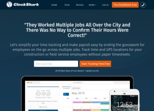 How clockshark.com looks like on a tablet such as an iPad.