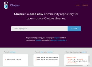How clojars.org looks like on a tablet such as an iPad.