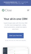 How close.com looks like on a mobile device such as an iPhone.