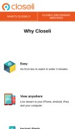 How closeli.com looks like on a mobile device such as an iPhone.