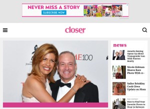 How closerweekly.com looks like on a tablet such as an iPad.