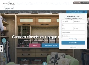 How closetfactory.com looks like on a tablet such as an iPad.