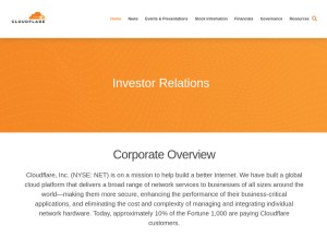 How cloudflare.net looks like on a tablet such as an iPad.