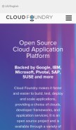 How cloudfoundry.org looks like on a mobile device such as an iPhone.
