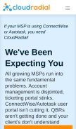 How cloudradial.com looks like on a mobile device such as an iPhone.